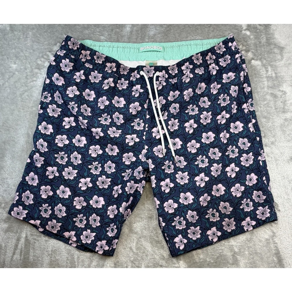BONOBOS Swim Trunks Men's Large x9 Vibrant Floral Coastal Resort Pool Beachwear
